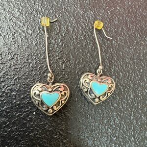 925 silver and turquoise Heart-Shaped Silver and Blue Earrings